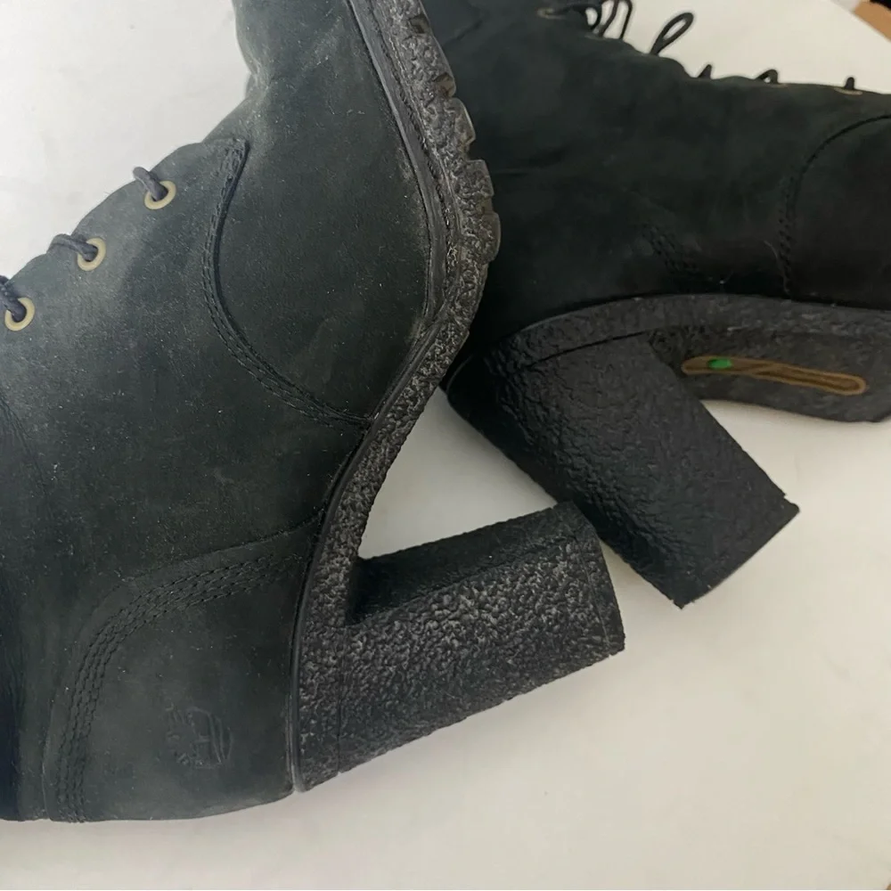 Timberland Women's Glanch Heeled Booties Black Leather sz 6
